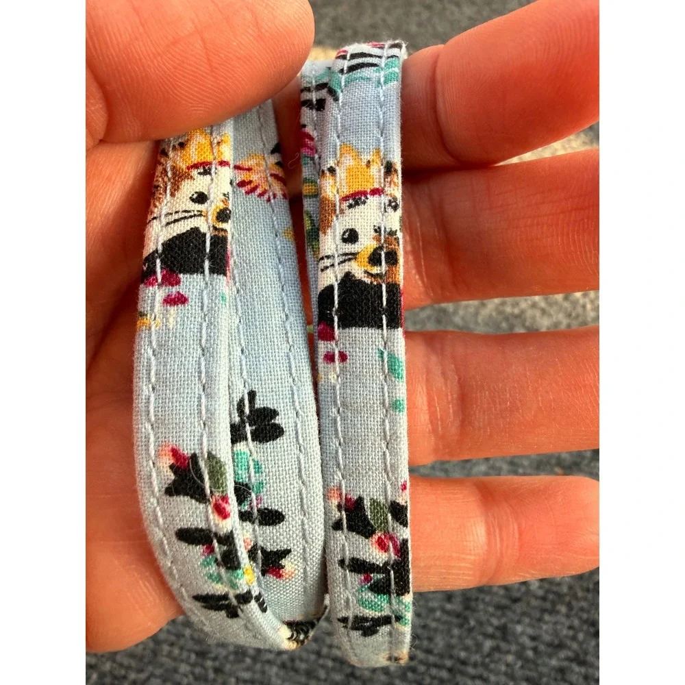 Vera Bradley Hedgehog Wild Lanyard Blue Floral Cotton ID Key Holder 28145-14687